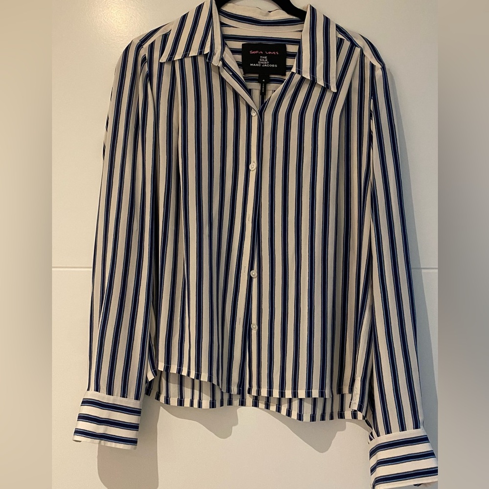 Marc Jacobs Blue and White Striped Button-Down Shirt
